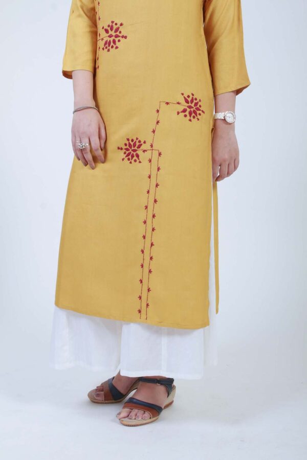 Barkat Ochre Hand Embroidered Kurta Buy Urmul Desert Crafts