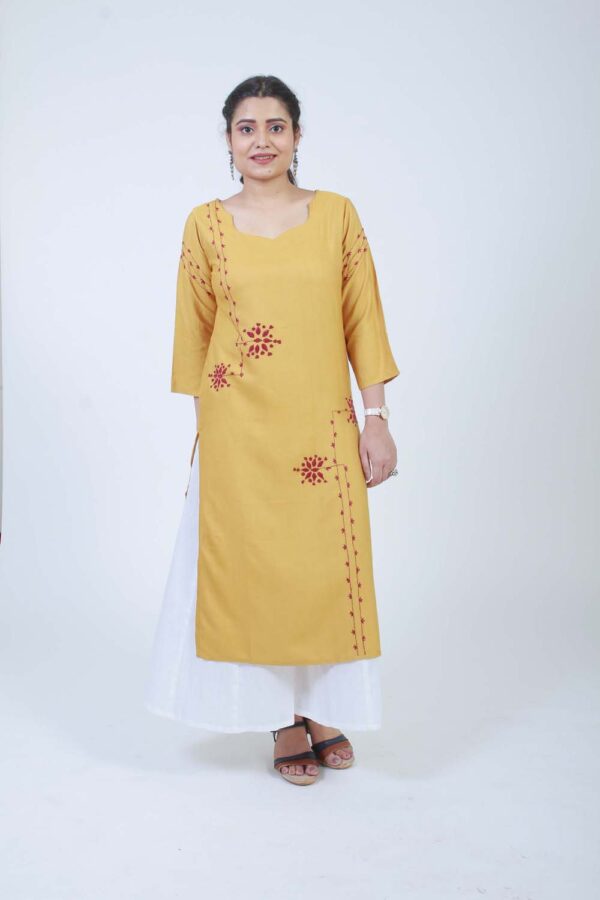 Barkat Ochre Hand Embroidered Kurta Buy Urmul Desert Crafts