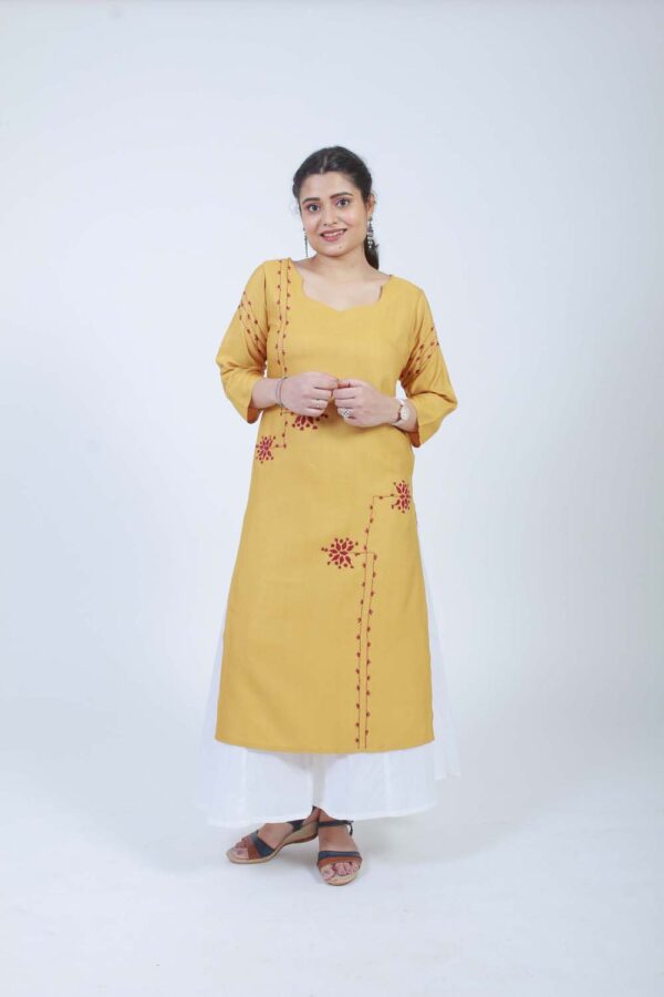 Barkat Ochre Hand Embroidered Kurta Buy Urmul Desert Crafts