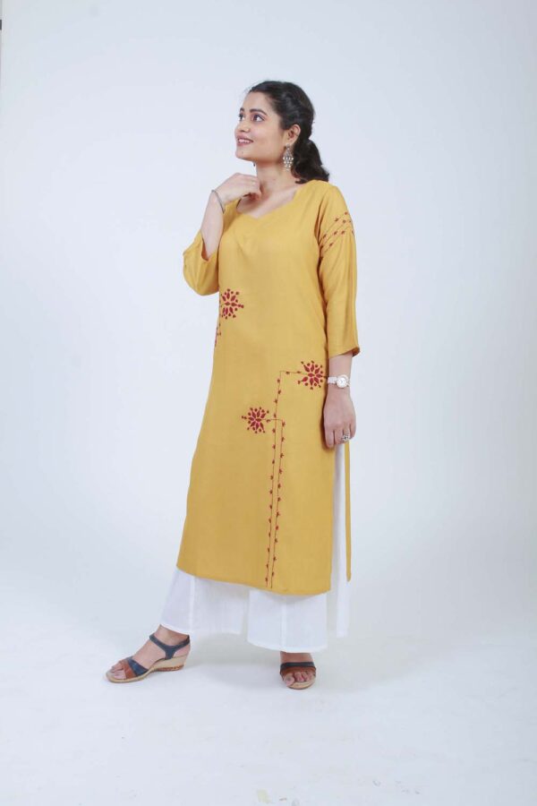 Barkat Ochre Hand Embroidered Kurta Buy Urmul Desert Crafts