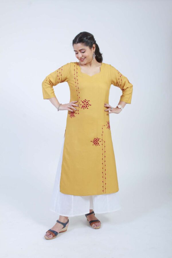 Barkat Ochre Hand Embroidered Kurta Buy Urmul Desert Crafts