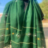 Mirror and fish Hand Embroidered green woollen stoles Buy Urmul Desert Crafts