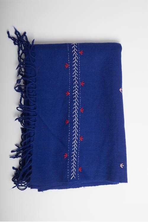 Soof Hand Embroidered rust woollen stoles Buy Urmul Desert Crafts