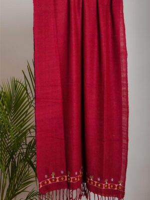 Soof Hand Embroidered rust woollen stoles Buy Urmul Desert Crafts