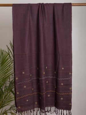 Mirror and datiya Hand Embroidered wine woollen stoles Buy Urmul Desert Crafts