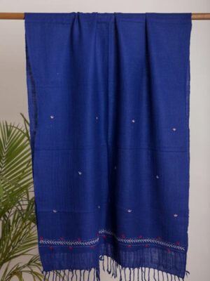 kungri Hand Embroidered blue woollen stoles Buy Urmul Desert Crafts
