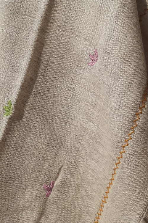 katchi work Hand Embroidered grey woollen stole Buy Urmul Desert Crafts