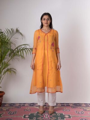 Aaesha Hand Embroidered Yellow kotta doriya kurta Buy Urmul Desert Crafts