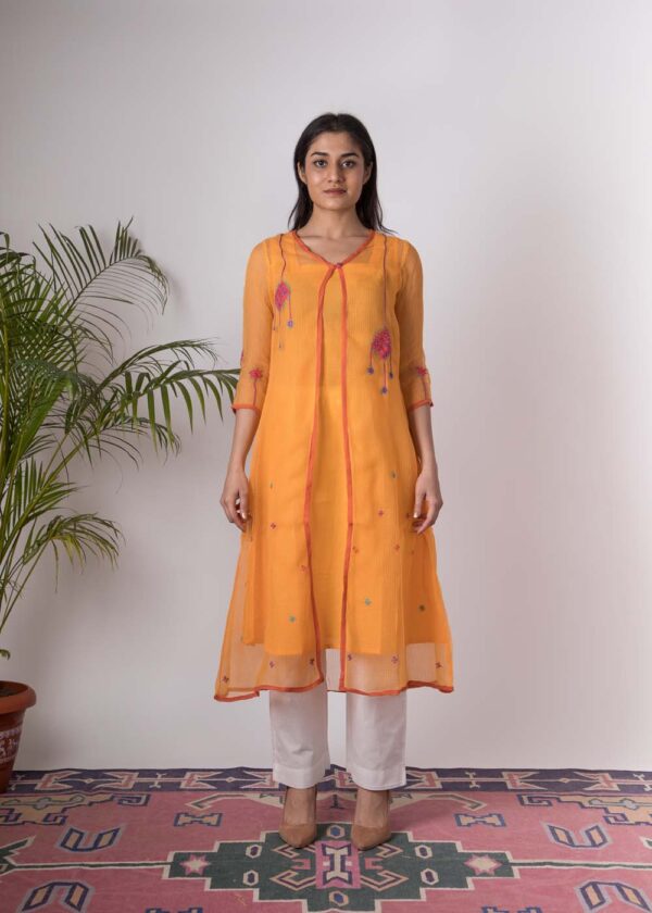 Aaesha Hand Embroidered Yellow kotta doriya kurta Buy Urmul Desert Crafts