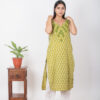 Zohra Handblock printed and Embroidered Green kurta. (2pc kurta and pant) Buy Urmul Desert Crafts