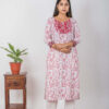 Gulbarh Handblock printed and Embroidered white kurta. (3pc kurta,pant and Dupatta) Buy Urmul Desert Crafts