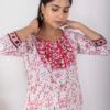 Gulbarh Handblock printed and Embroidered white kurta. (3pc kurta,pant and Dupatta) Buy Urmul Desert Crafts