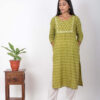 Mumtaz Handblock printed and Embroidered Green kurta. (3pc kurta,pant and dupatta) Buy Urmul Desert Crafts