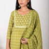 Mumtaz Handblock printed and Embroidered Green kurta. (3pc kurta,pant and dupatta) Buy Urmul Desert Crafts