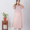 Ghazal Handblock printed and Embroidered mirror white kurta Buy Urmul Desert Crafts