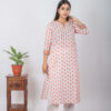 Ghazal Handblock printed and Embroidered mirror white kurta Buy Urmul Desert Crafts