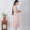 Ghazal Handblock printed and Embroidered mirror white kurta