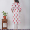 Gulnar Handblock printed and Embroidered floral white kurta. (2pc kurta and pant) Buy Urmul Desert Crafts