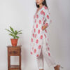 Gulnar Handblock printed and Embroidered floral white kurta. (2pc kurta and pant) Buy Urmul Desert Crafts