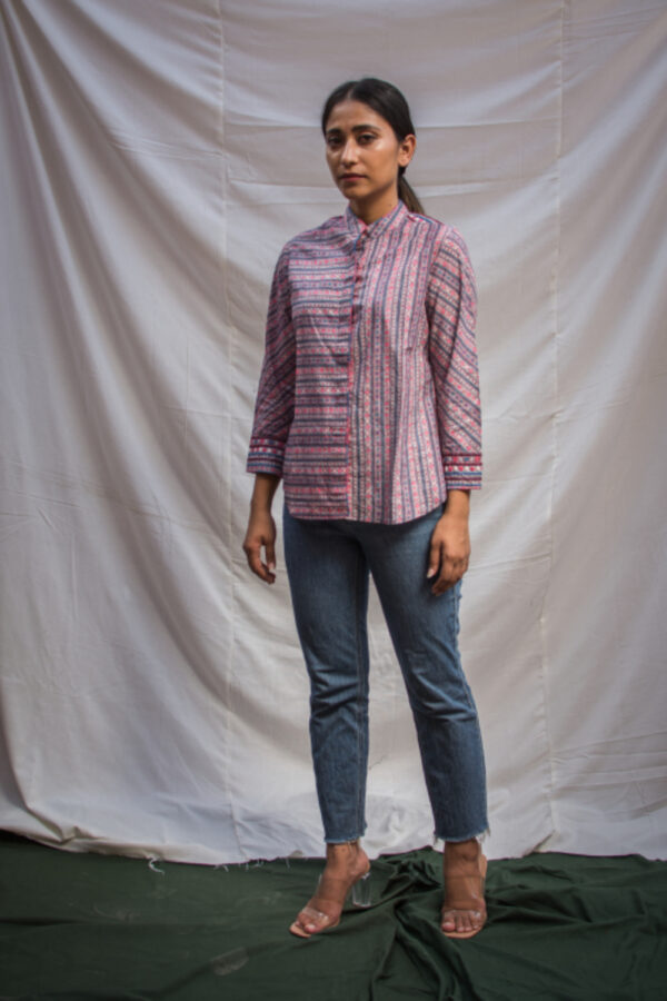 Laila Handblock printed and Embroidered shirt Buy Urmul Desert Crafts