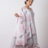 Parijat Handblock printed and Embroidered white kurti.(3pc kurta pant and Dupatta) Buy Urmul Desert Class