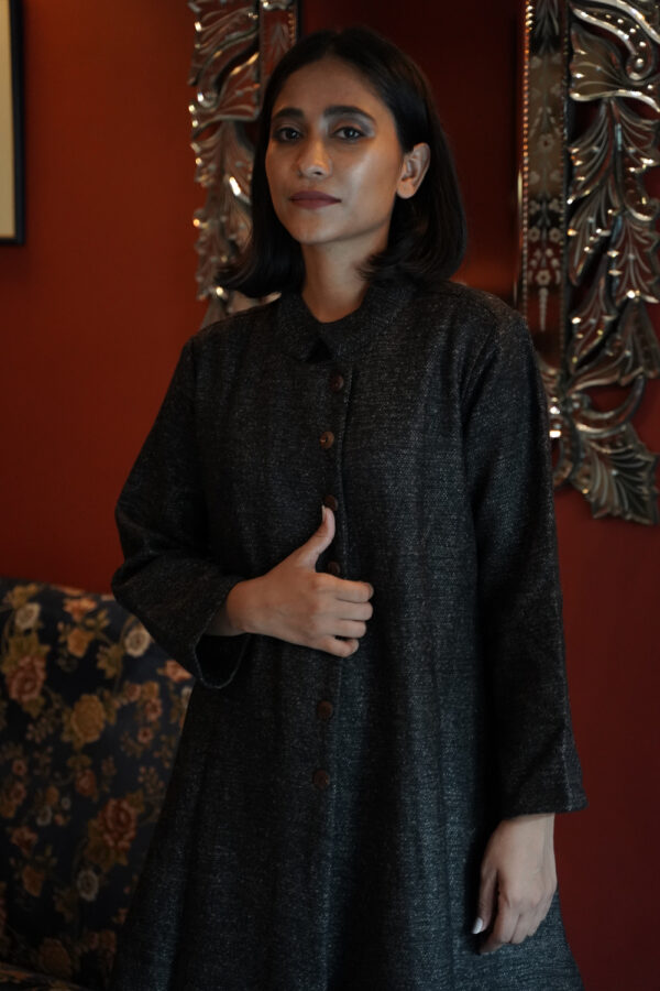 Hamish wool long jacket Buy Urmul Desert Crafts