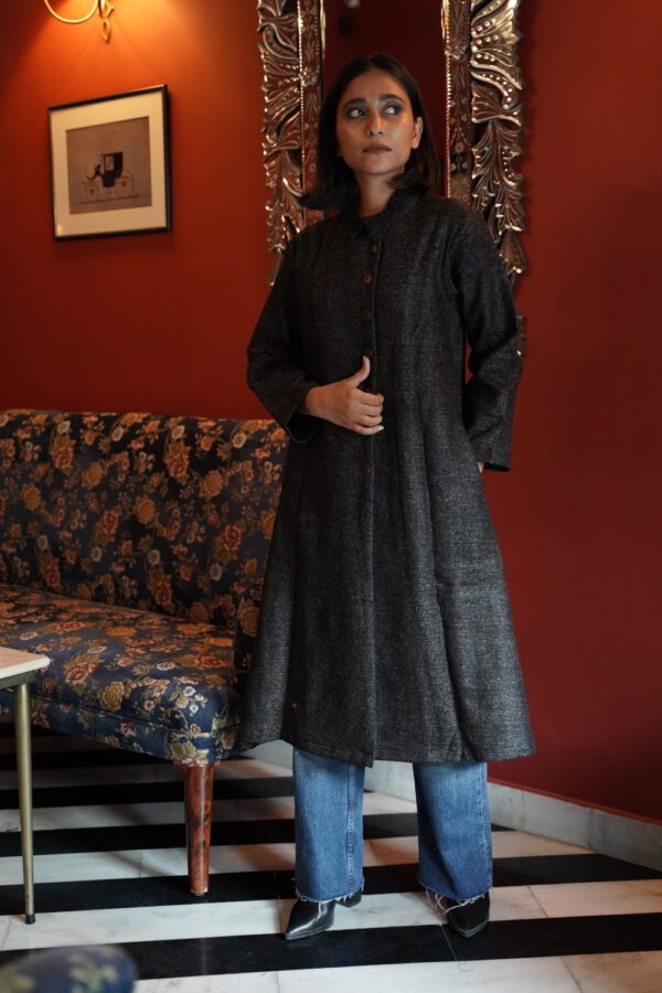 Hamish wool long jacket Buy Urmul Desert Crafts