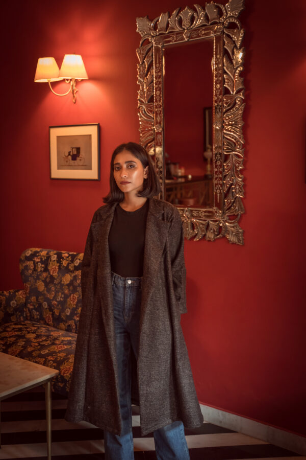 Hamish wool long jacket Buy Urmul Desert Crafts