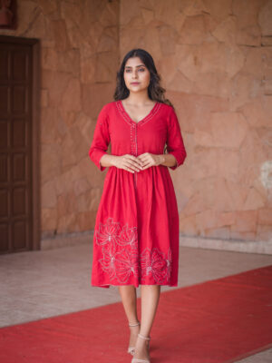 Sanaa Laal ishq Cotton dress Buy Urmul Desert Crafts