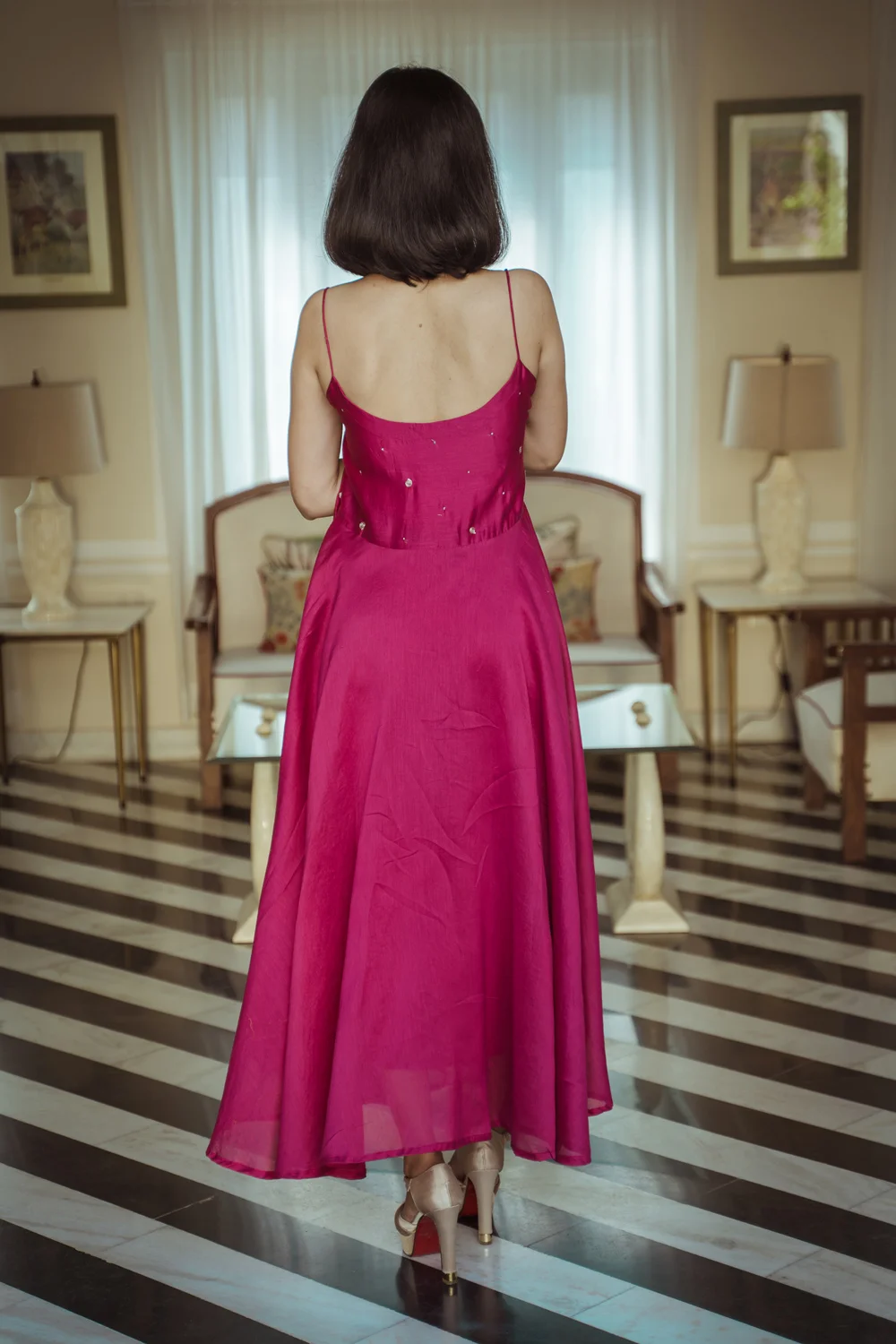 Periwinkle Solasta chanderi long flowy dress Buy Urmul Desert Crafts Periwinkle Solasta chanderi long flowy dress Buy Urmul Desert Crafts