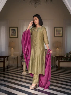 Sea Thrift Solasta chanderi kurta set Buy Urmul Desert Crafts