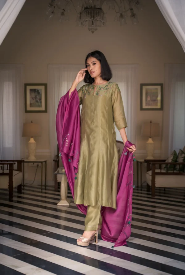 Sea Thrift Solasta chanderi kurta set Buy Urmul Desert Crafts