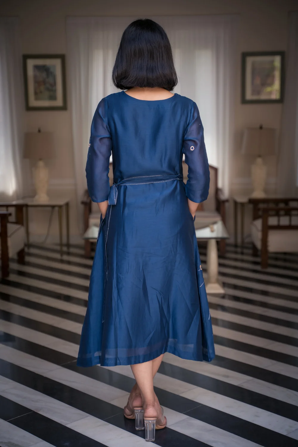 Valeria Solasta Chanderi wrap dress Buy Urmul Desert Crafts Valeria Solasta Chanderi wrap dress Buy Urmul Desert Crafts