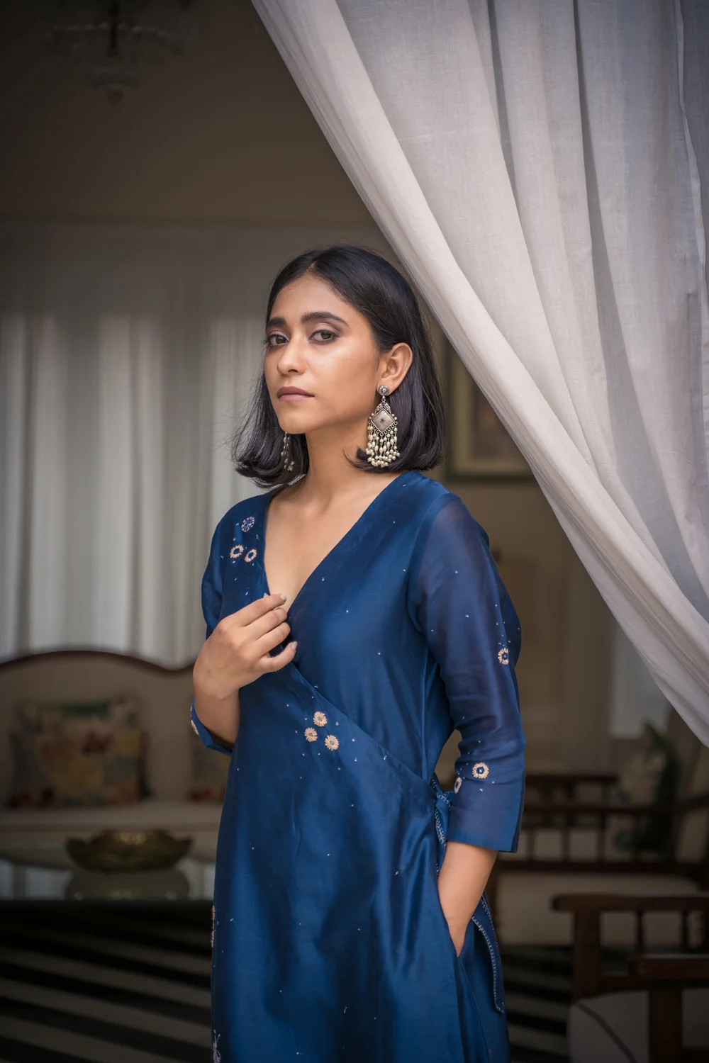 Valeria Solasta Chanderi wrap dress Buy Urmul Desert Crafts Valeria Solasta Chanderi wrap dress Buy Urmul Desert Crafts