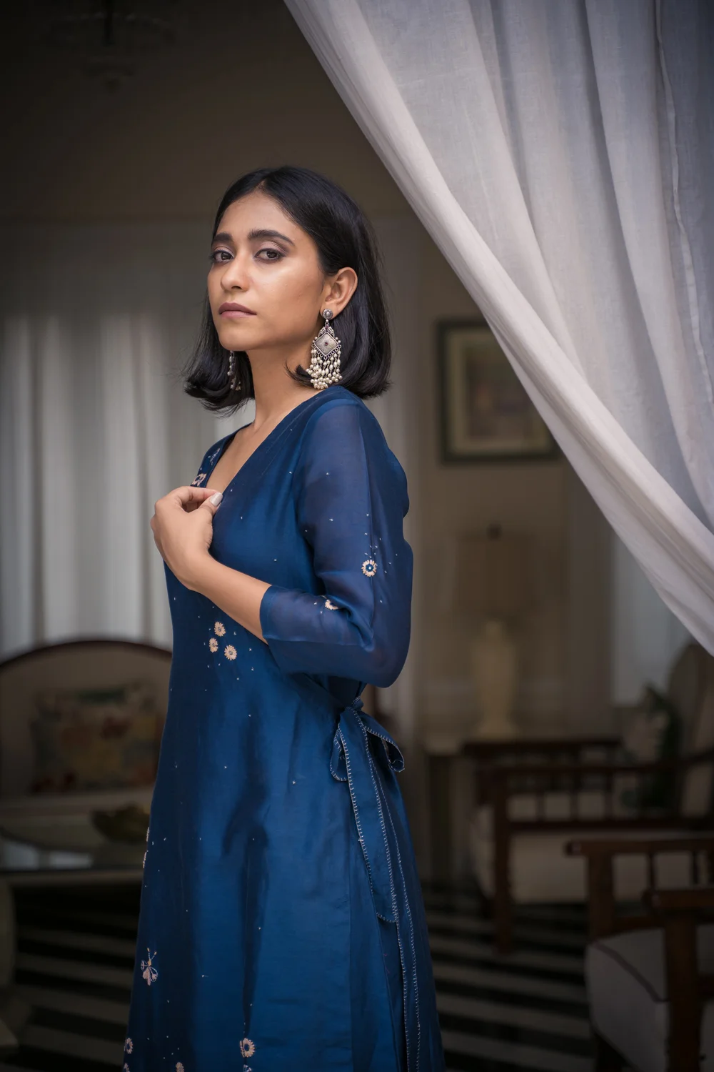 Valeria Solasta Chanderi wrap dress Buy Urmul Desert Crafts Valeria Solasta Chanderi wrap dress Buy Urmul Desert Crafts