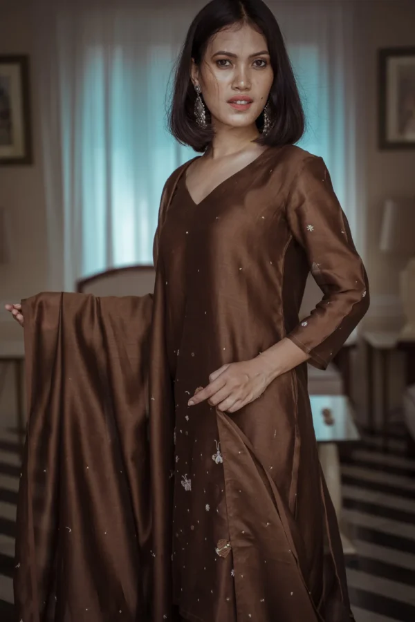 Pine Solasta chanderi kurta set Buy Urmul Desert Crafts