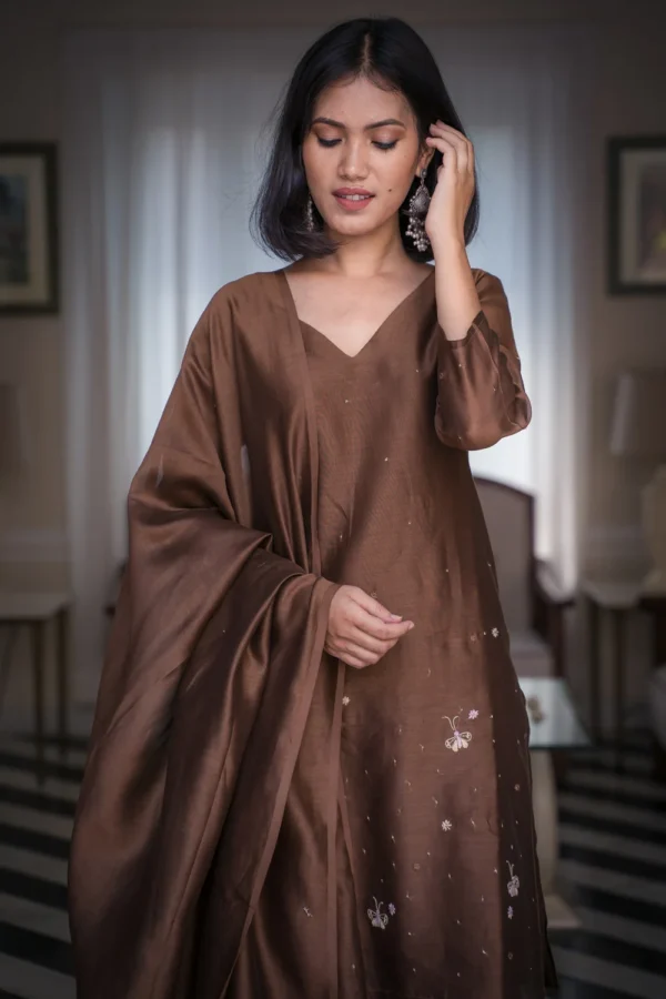 Pine Solasta chanderi kurta set Buy Urmul Desert Crafts