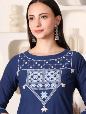 Mohini Soof Embroidery Navy Blue kurta Pant Set