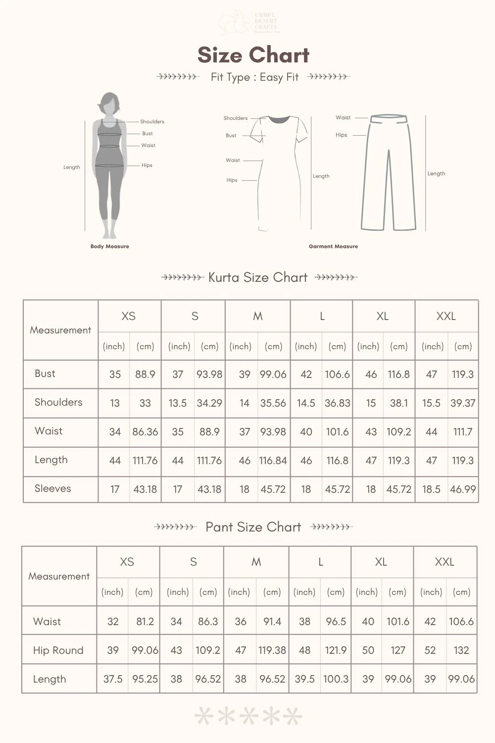 Mohini urmul classicsize chart
